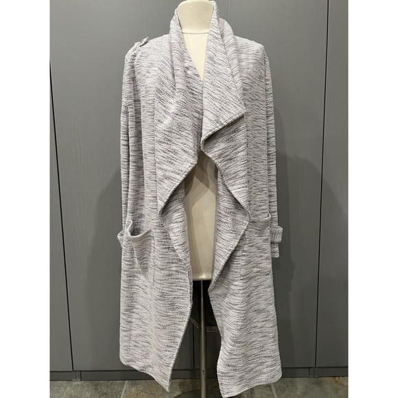 New STEVE MADDEN Duster Coat Open Front Long Jacket Slub Knit Pockets M NWT $109 - Picture 4 of 12